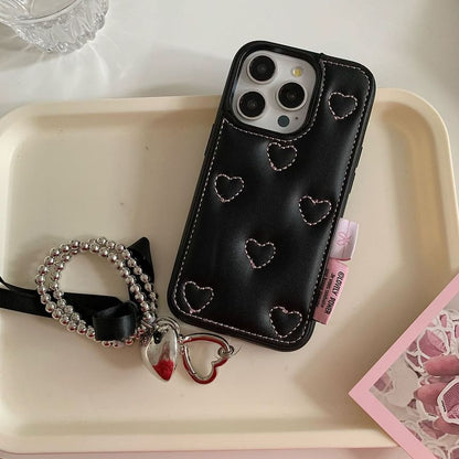 Heart Faux Leather Phone Case