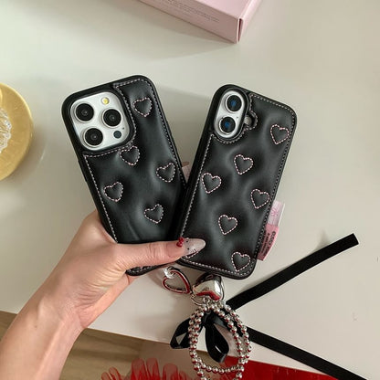 Heart Embroidered Phone Case / Strap / Set