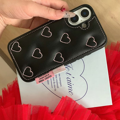 Heart Embroidered Phone Case / Strap / Set