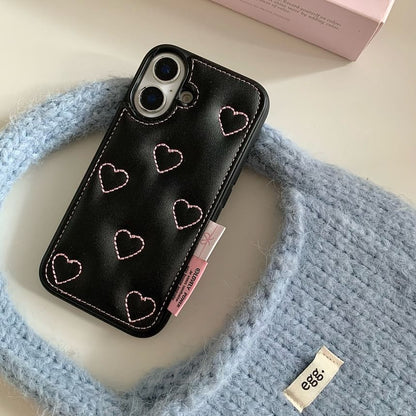 Heart Embroidered Phone Case / Strap / Set