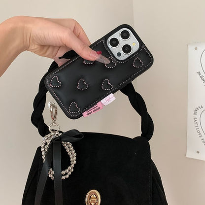 Heart Embroidered Phone Case / Strap / Set