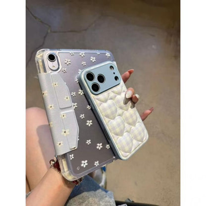 Heart Plaid Embroidered Phone Case