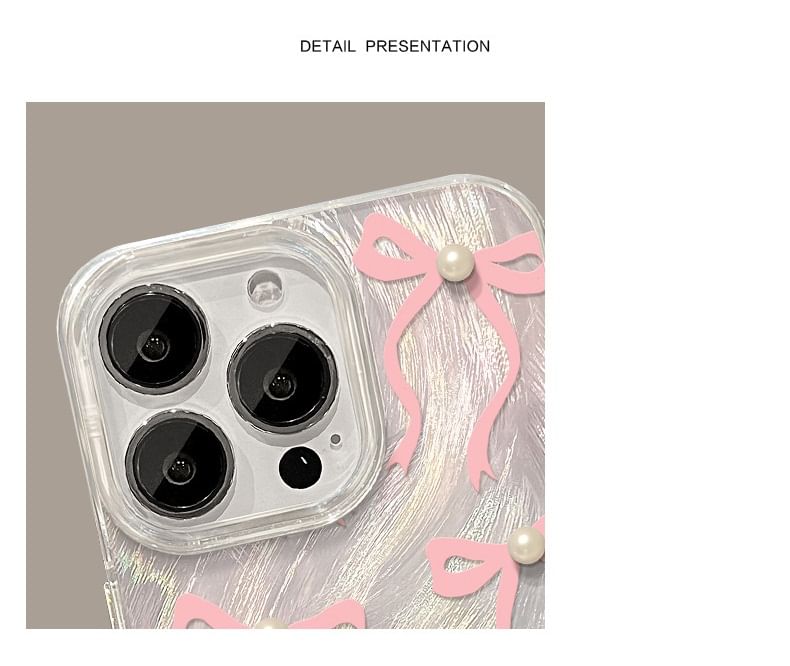 Heart / Ribbon / Faux Pearl Phone Case