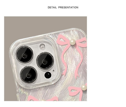 Heart / Ribbon / Faux Pearl Phone Case