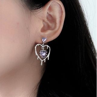 Rhinestone Heart Drop Earring