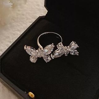 Butterfly Rhinestone Alloy Open Ring