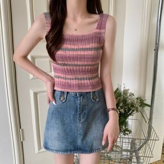 Sleeveless Striped Knit Top