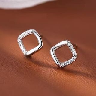 Square Rhinestone Alloy Stud Earring