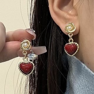 Faux Heart Earring Drop Pearl