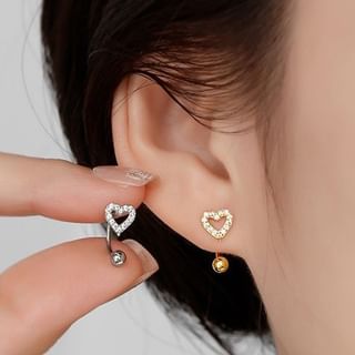 Heart Rhinestone Alloy Ear Jacket