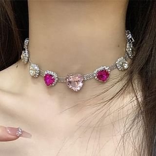 Rhinestone Choker Heart