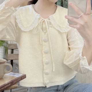 Plain Lace Trim Shirt / Single-Breasted Vest