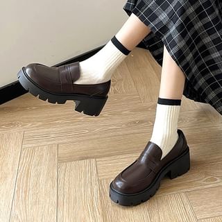 Platform Faux Loafers Leather