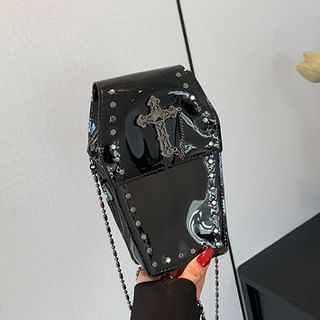 Studded Crossbody Crisscross Chained PVC Bag