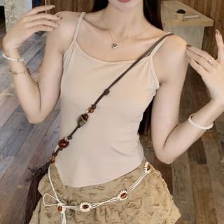 Mini Tassel Asymmetrical Detail Cropped / Top Mid Cami Rise Waist Plain Beaded Chain Skirt Distressed Sweater A-Line