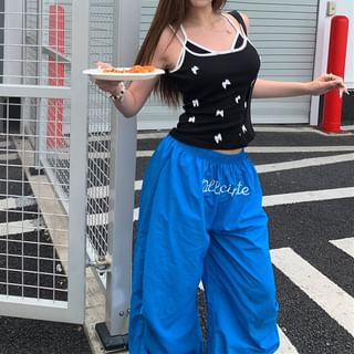 Top Pants Cami Bow Elastic Waist Plain / Leg Wide