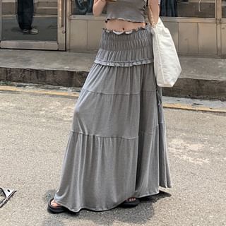 Rise Ruched Skirt / Plain Shoulder Midi Top A-Line Twist Off