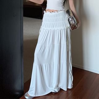 Rise Ruched Skirt / Plain Shoulder Midi Top A-Line Twist Off