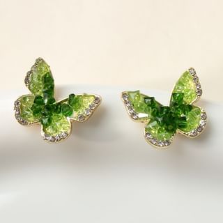 Stud Faux Earring Butterfly Alloy Crystal