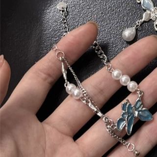 Pearl Faux Butterfly Alloy Choker