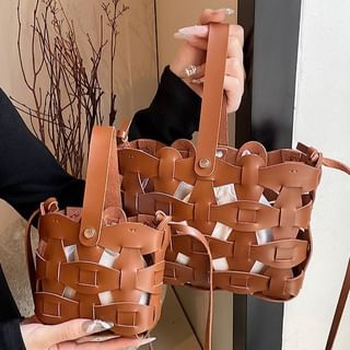 Crossbody Leather Faux Cutout Bag