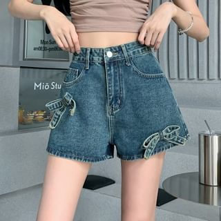 High Waist Bow Denim Shorts