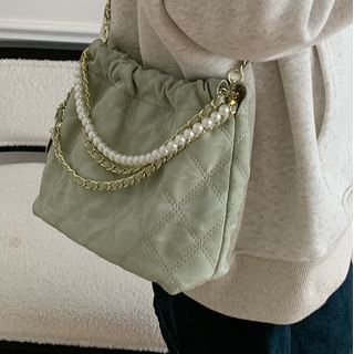 Crossbody Faux Bag Chain Quilted Pearl