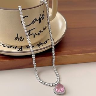 Heart Pendant Rhinestone Necklace