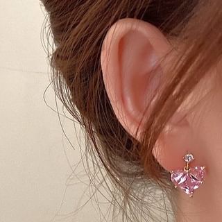 Heart Rhinestone Drop Earring