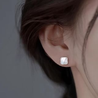 Square Shell Alloy Stud Earring