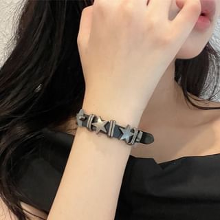 Faux Leather Star Bracelet