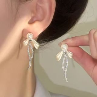 Earring Drop Rhinestone Bow