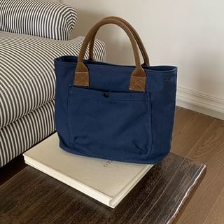 Strap Canvas Tote Contrast Bag
