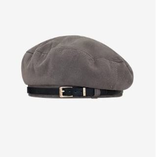 Belt Faux Suede Beret Hat