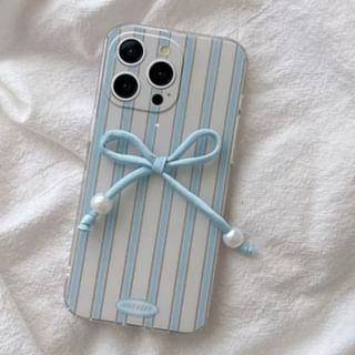 / Phone Striped Adhesive Pearl Faux Set Case Decoration Bow
