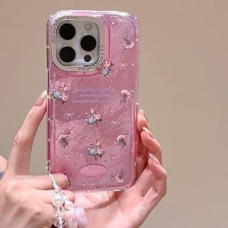 Floral Phone Case / Strap / Set - iPhone 15 Pro Max / 15 Pro / 15 Plus / 15 / 14 Pro Max / 14 Pro / 14 Plus / 14 / 13 Pro Max / 13 Pro / 13 / 13 mini / 12 Pro Max / 12 Pro / 12 / 12 mini / 11 Pro Max / 11 Pro / 11