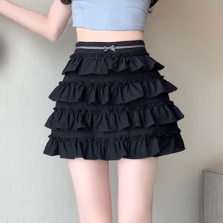 High Tiered Mini Bow Skirt Rise A-Line