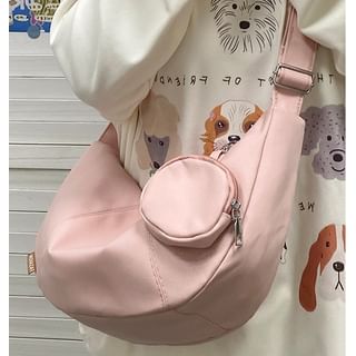With Coin Pouch Zipper Crossbody Plain Purse