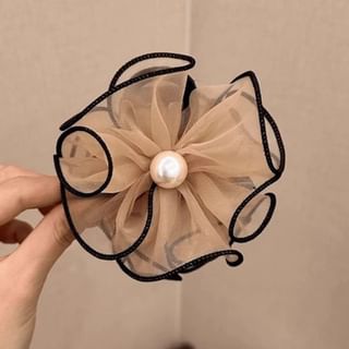 Faux Pearl Ruffle Trim Hair Tie