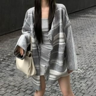 Open Front Striped Cardigan