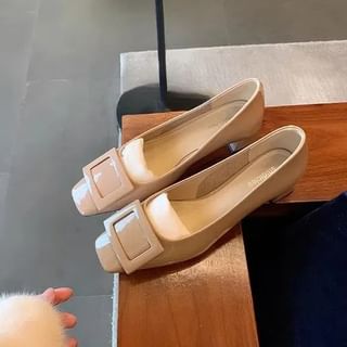 Square Pumps Toe Buckled Chunky Heel