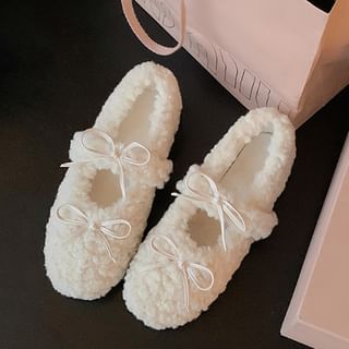 Wedge Hidden Bow Mary Shoes Jane Fleece