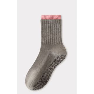Chaussettes courtes de yoga côtelées à bordure contrastante / Ensemble