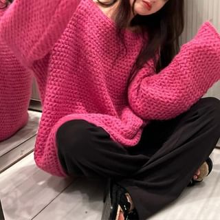 Oversized Crochet-Knit Sweater in 5 Colors