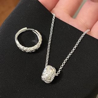 Rhinestone Pendant Necklace / Open Ring