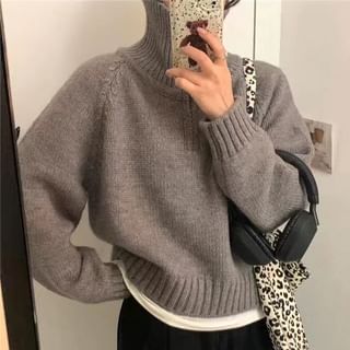 Half-Zip Stand-Collar Knit Sweater in 5 Colors