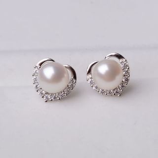 Stud Pearl Ear Rhinestone Faux