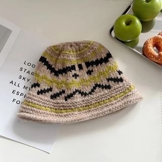 Patterned Knit Bucket Hat