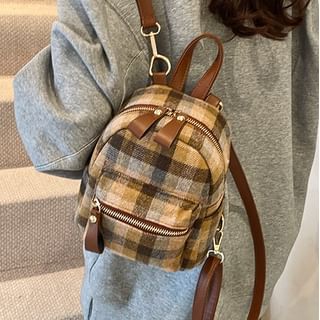 Plaid Zip Backpack