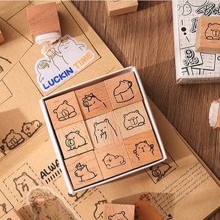 Set of 9: Animal Wooden Stamp